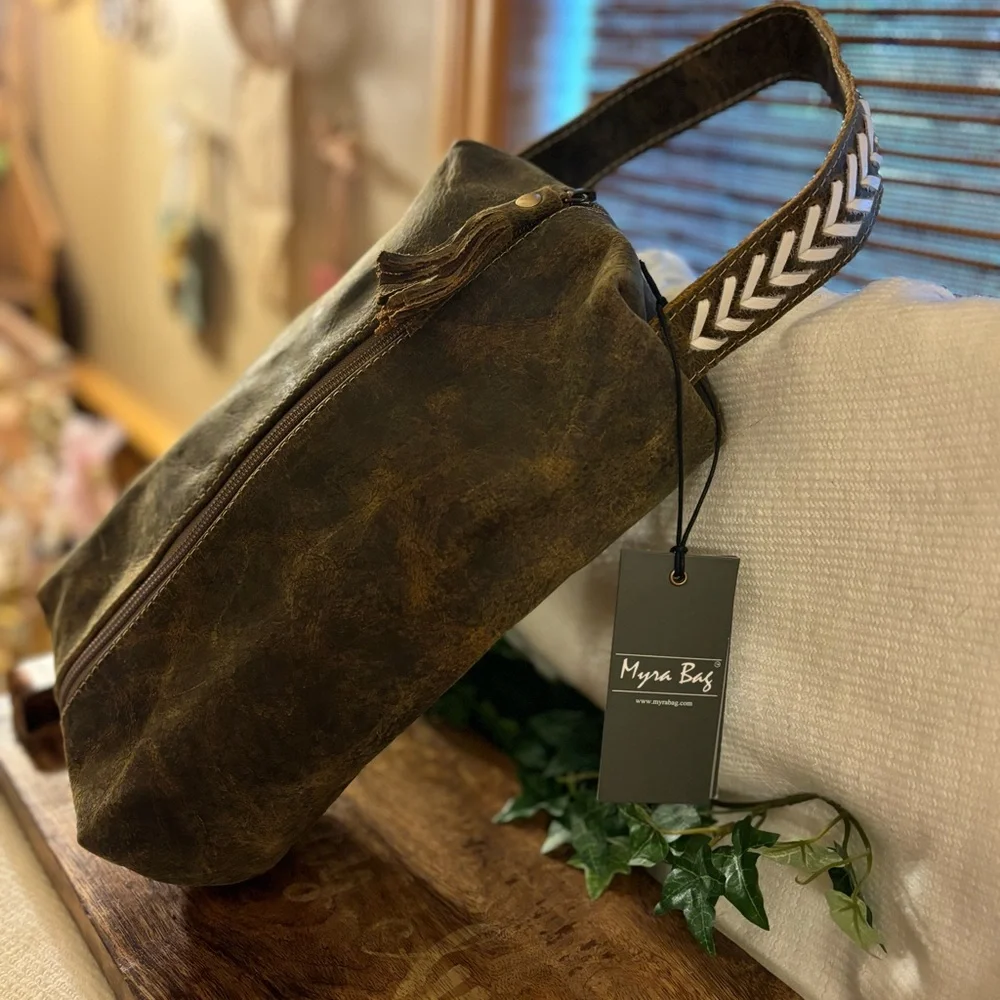 Myra Bag Leather Makeup/Cosmetic Bag/Shaving Bag